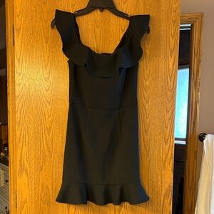French Connection Black Ruffle Mini Dress